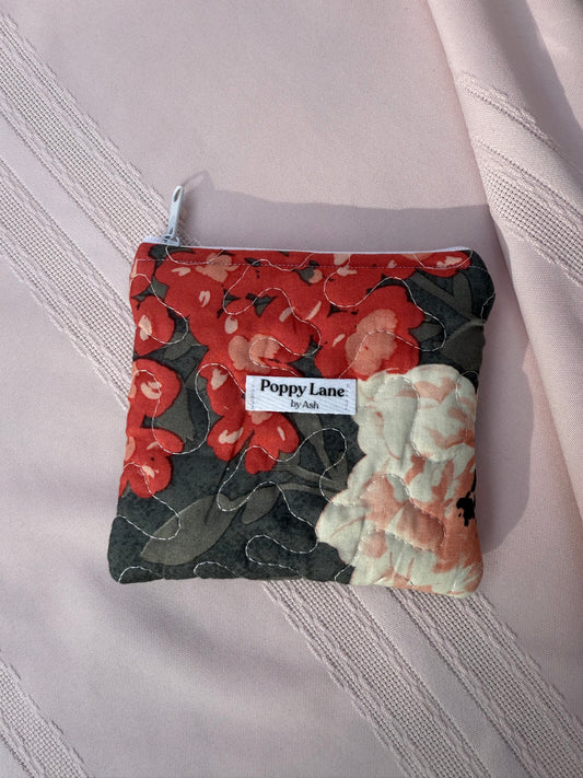 Grey Quilted Zipper Pouch