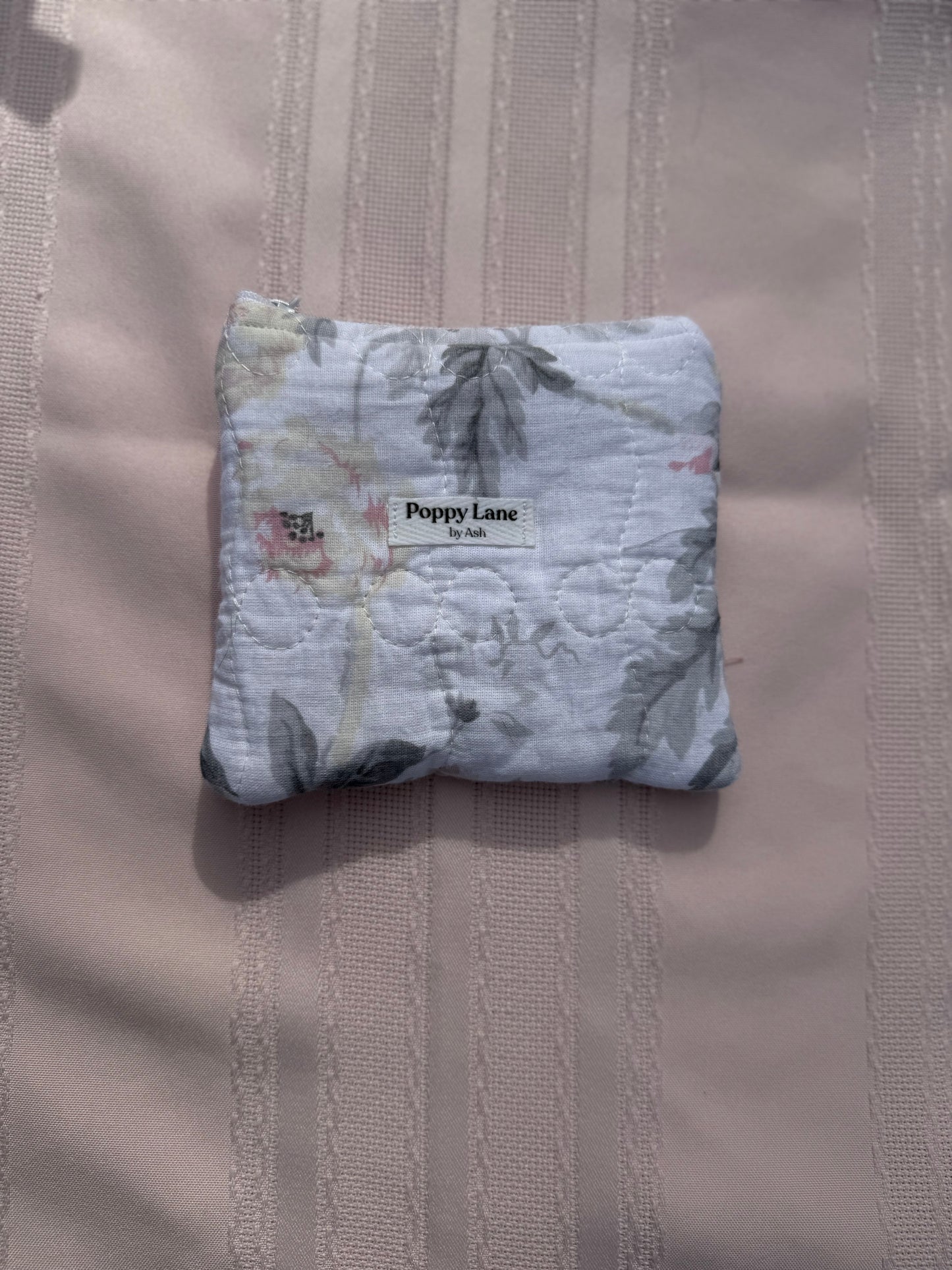 White & Gray Pastel Quilted Pouch