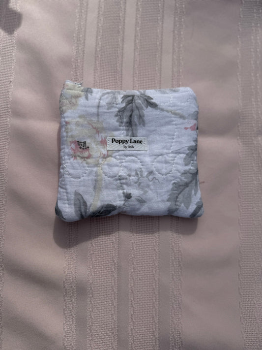 White & Gray Pastel Quilted Pouch