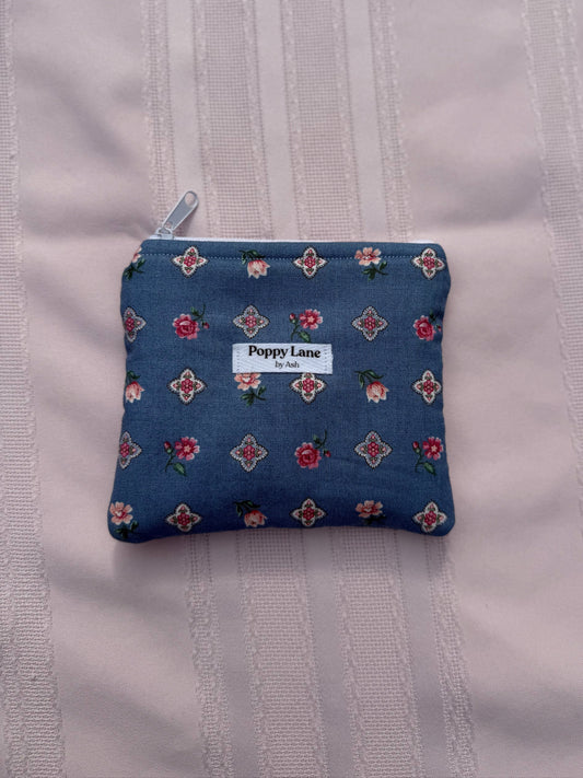 Blue Vintage Floral Pouch