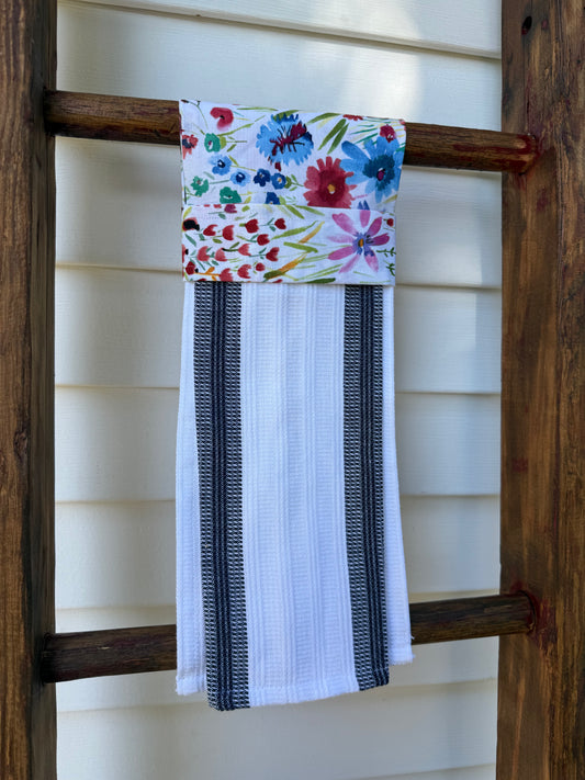 Farmhouse Floral- Handmade Hanging Towel Bar