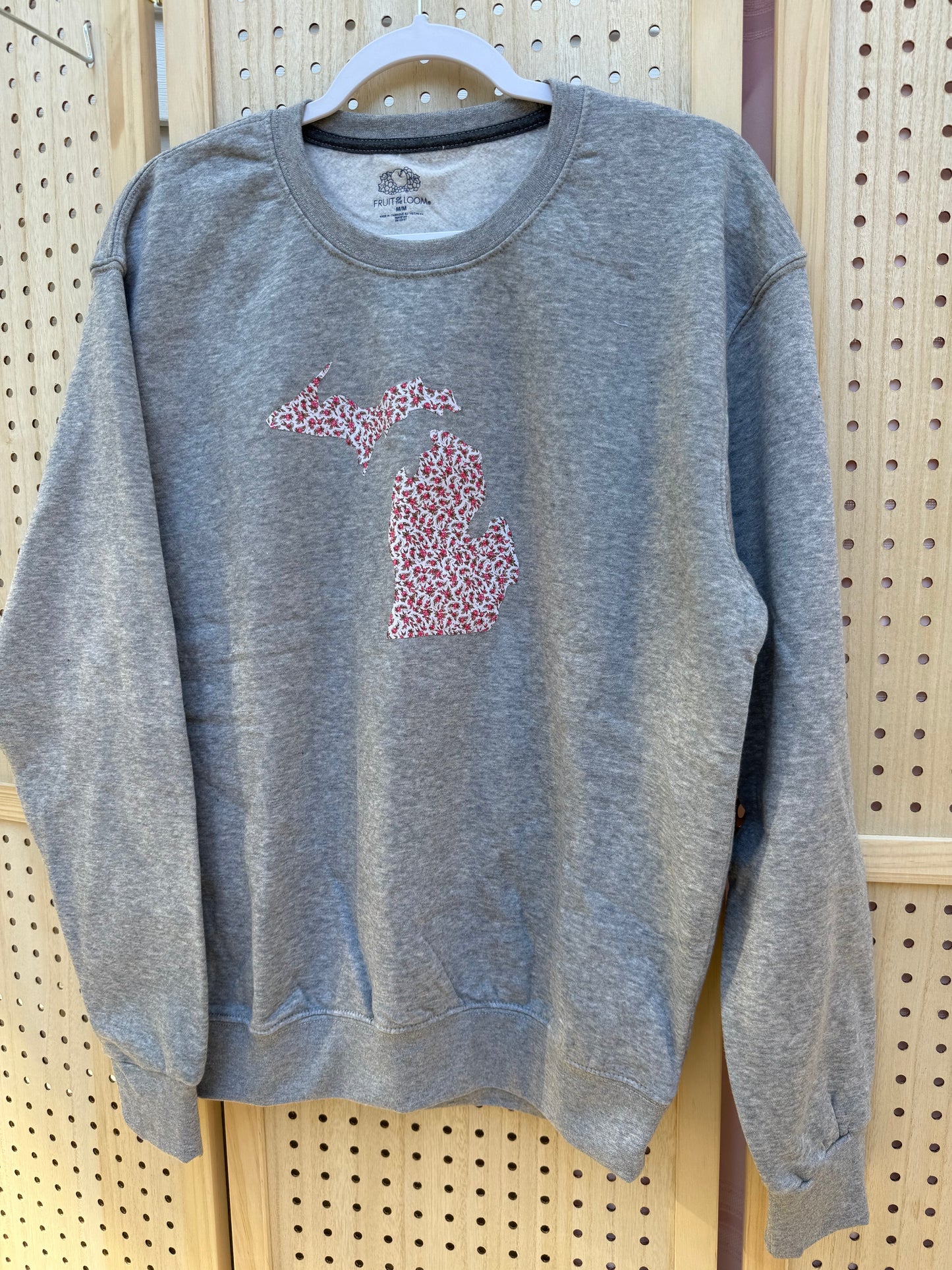 Grey Michigan Floral Crewneck (Medium)