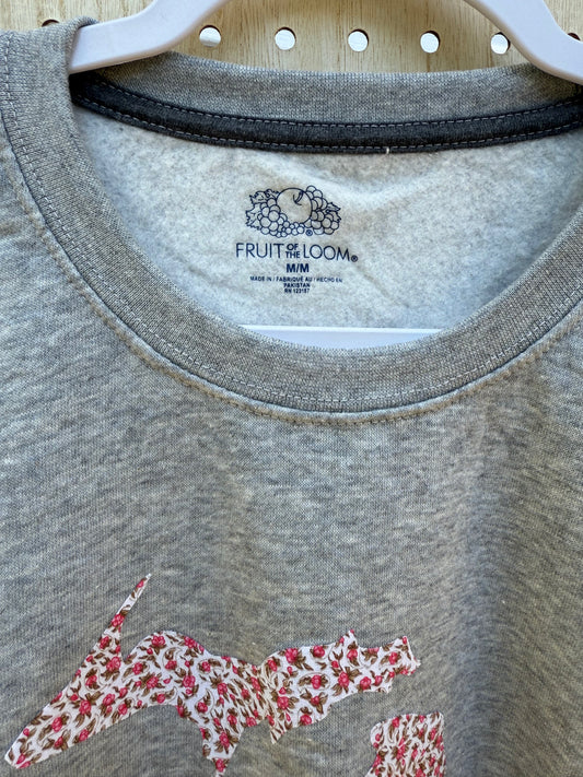 Grey Michigan Floral Crewneck (Medium)