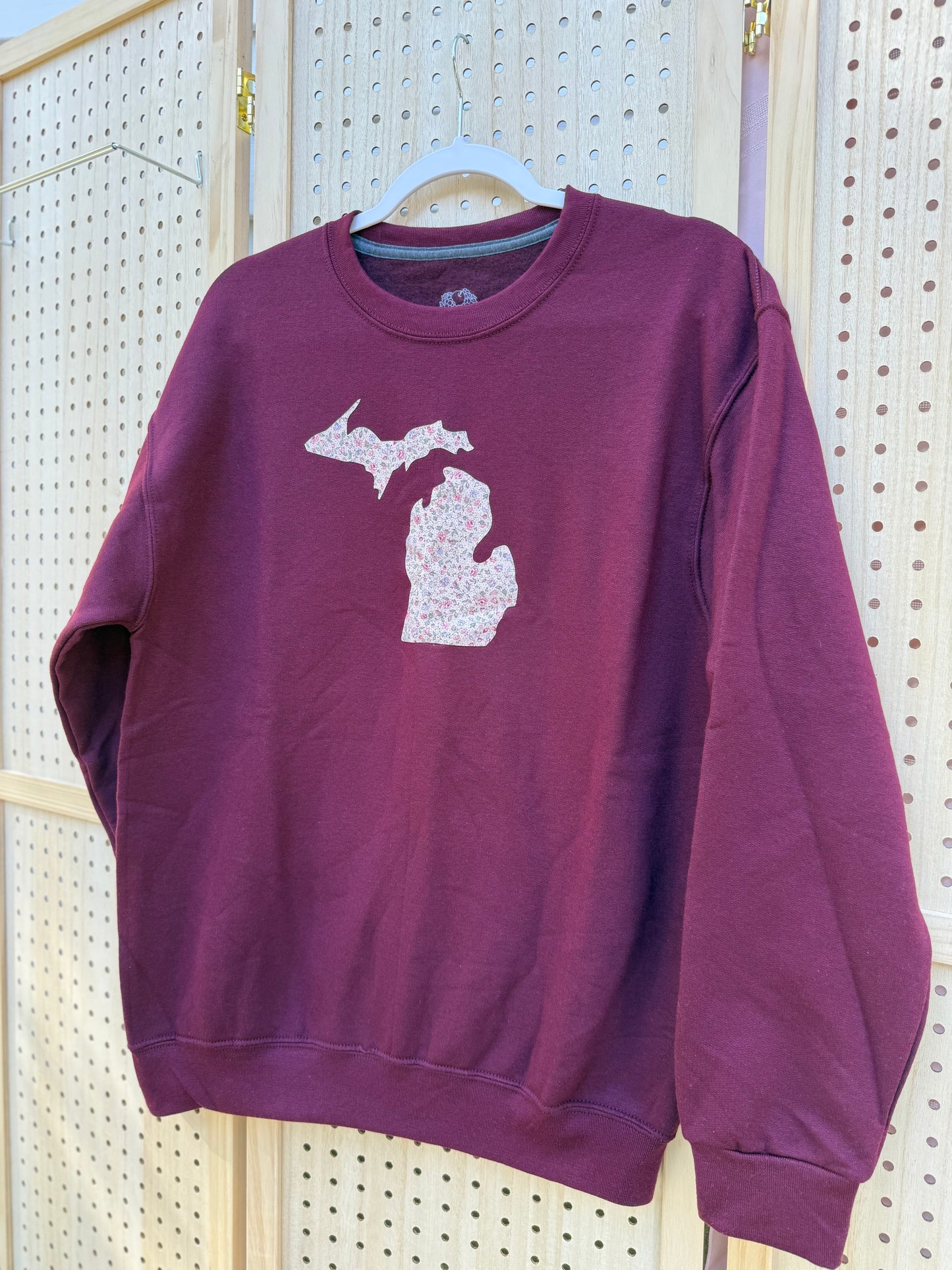 Burgundy Michigan Floral Crewneck (Medium)