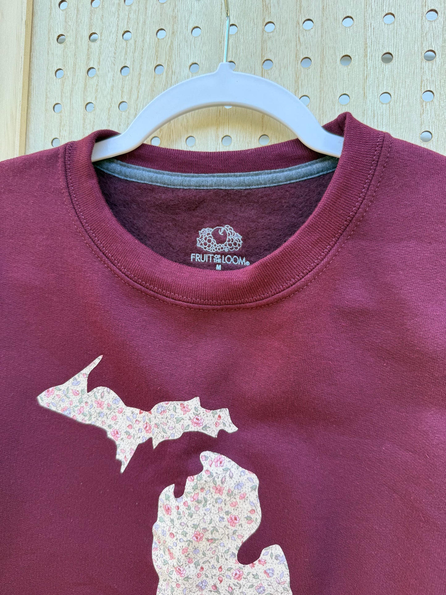 Burgundy Michigan Floral Crewneck (Medium)